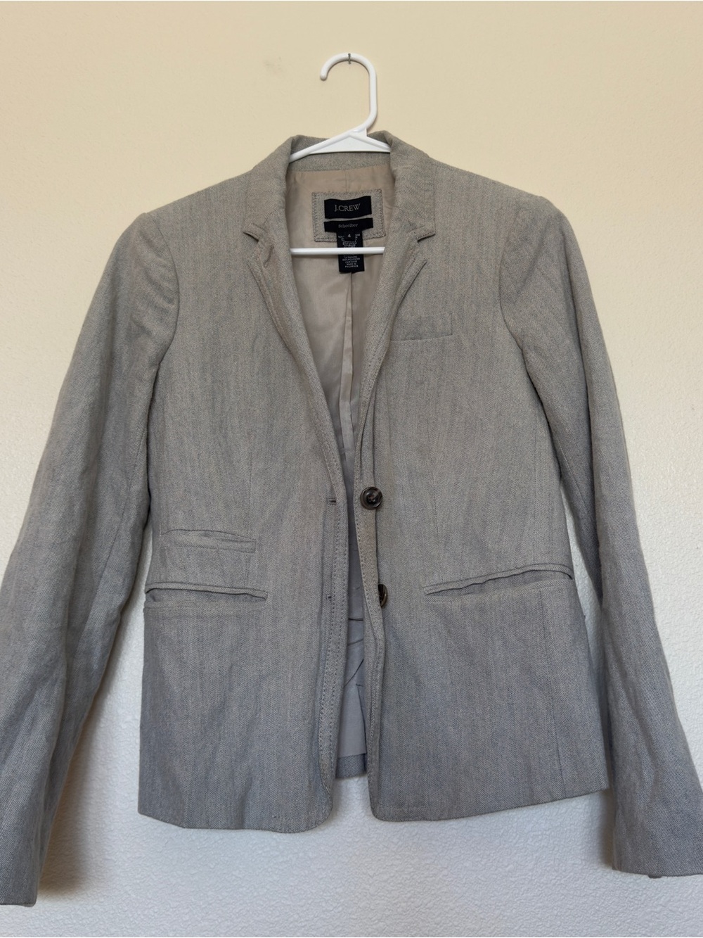 J. Crew Women's Light Gray Linen-Blend Single-Breasted Blazer